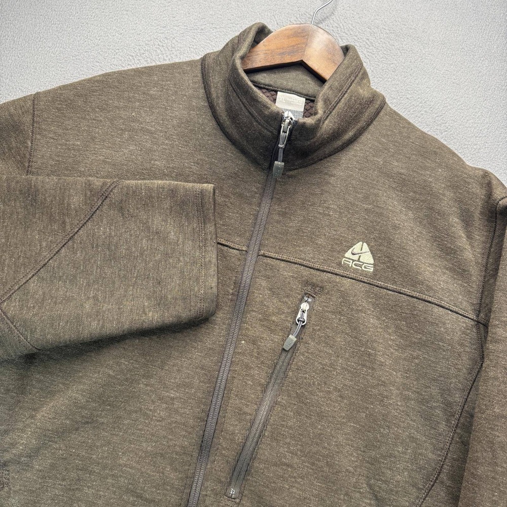 Nike ACG Full Zip Fleece Jacket XL Brown Wool Blend Outdoor Hiking Gorpcore